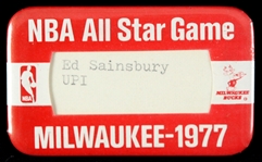 1977 Ed Sainsbury United Press International NBA All Star Game MECCA Arena Press Pinback 
