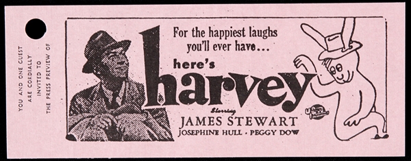 1950 Harvey James Stewart Josephine Hull Press Preview Ticket