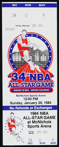 1984 NBA All Star Game McNichols Arena Full Ticket