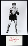 1970s Rocky Graziano World Middleweight Champions 8" x 10" Photo & Signed Index Card - Lot of 2 (JSA)