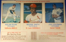 1975 Hostess King Dons Box w/ Nolan Ryan, Reggie Smith & Joe Coleman Trading Cards 