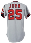 1982-84 Tommy John California Angels Game Worn Road Jersey (MEARS LOA, BPH LOA)