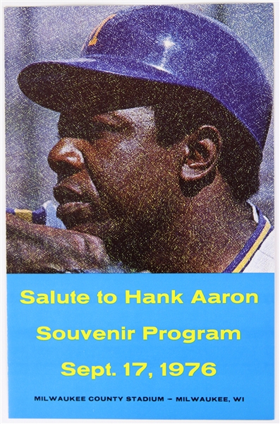 1976 Hank Aaron Milwaukee Brewers Salute to Hank Aaron Tribute Program