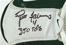 2004 (September 26) Brett Favre Green Bay Packers Signed Game Worn Nike Turf Shoes (MEARS LOA/JSA/Favre Letter) 350th Career TD Pass