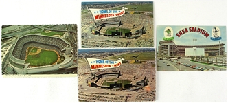 1970s Yankee Stadium Shea Stadium Metropolitan Stadium Postcards - Lot of 4