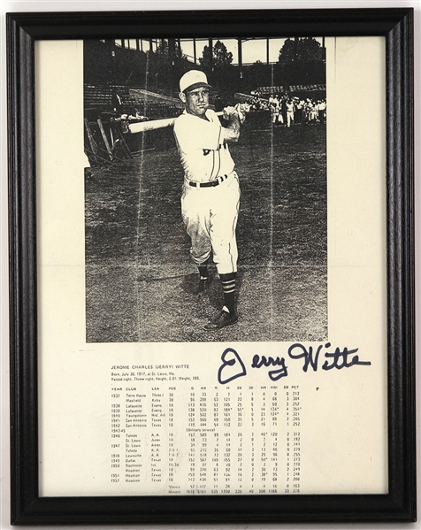1950s-90s Jerry Witte Signed 9.5" x 12" Framed Display & Cuban Stars Signed Italian League Baseball 