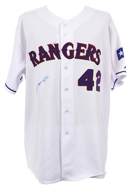 2008 Franklyn German Texas Rangers Signed Game Worn Jackie Robinson Day Home Jersey (MEARS LOA/JSA)