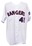 2008 Franklyn German Texas Rangers Signed Game Worn Jackie Robinson Day Home Jersey (MEARS LOA/JSA)