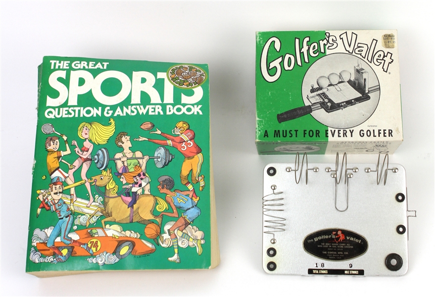 1970s Sports Memorabilia Collection - Lot of 2 w/ MIB Golfers Valet & Sports Question & Answer Book