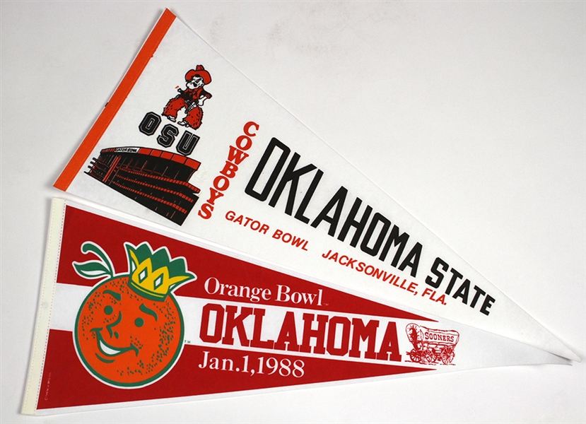 1985 & 1988 Oklahoma Football Related 29” Full Size College Football Pennant Collection (2)