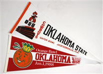 1985 & 1988 Oklahoma Football Related 29” Full Size College Football Pennant Collection (2)