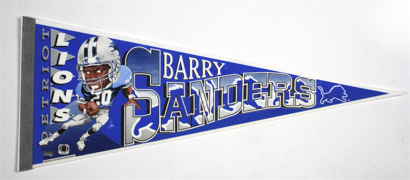 1990s Barry Sanders Detroit Lions Character 29” Pennant