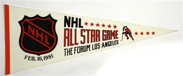 1981 (Feb. 10th) NHL All Star Game The Forum, Los Angeles 29” Full Size Hockey Onsite Pennant
