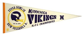 1975 (Jan. 12) Minnesota Vikings Super Bowl IX NFC Champions 29” Onsite Pennant