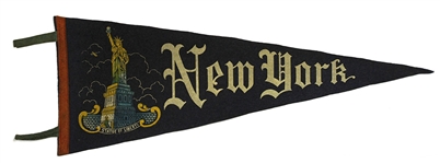1930-40s Statue of Liberty New York 29” Tourism Pennant