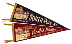 1940-50s Santa Claus Christmas North Pole 25” Pennant (2)