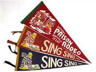 1950s Sing Sing Huntsville Prison Pennant Collection (3)