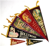 1930-1950s Bathing Beauty Swimsuit State Tourism Attractions Pennant Collection (14)