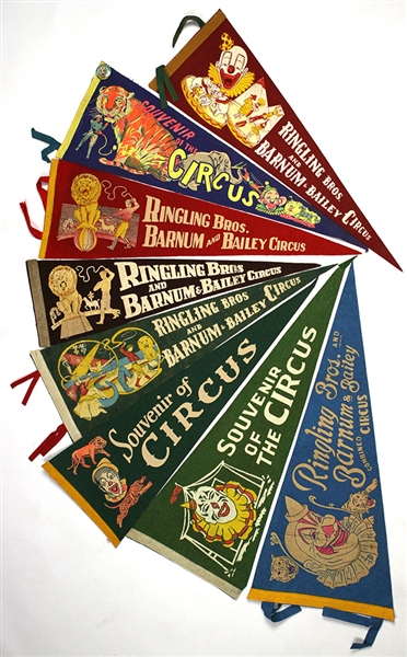 1940-1950s Circus Ringling Bros. Pennant Collection (8)