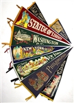 1940-50s Tourism Statue of Liberty Washington DC & More Pennant Collection (15)
