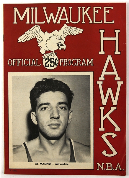 1953 Milwaukee Hawks vs. Syracuse Nationals Official Program – Al Masino Cover