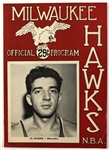 1953 Milwaukee Hawks vs. Syracuse Nationals Official Program – Al Masino Cover