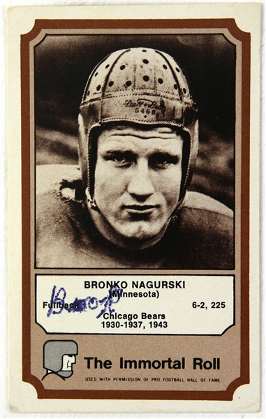 1975 Bronko Nagurski Fleer Immortal Roll Autographed Football Card (From the Bronko Nagurski Collection)