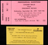 1970s Chicago Bulls Kansas City Royals Washington Bullets Exhibition Tickets - Lot of 2