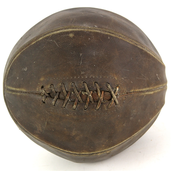 1910s Game Used Laced Basketball (MEARS LOA)