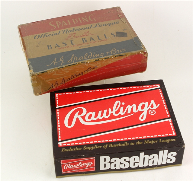 1934-92 Spalding/Rawlings Official National/American League Baseball Cartons - Lot of 2