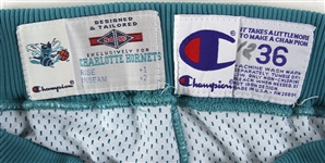 1994-95 Greg Sutton Charlotte Hornets Game Worn Road Uniform Short (MEARS LOA)
