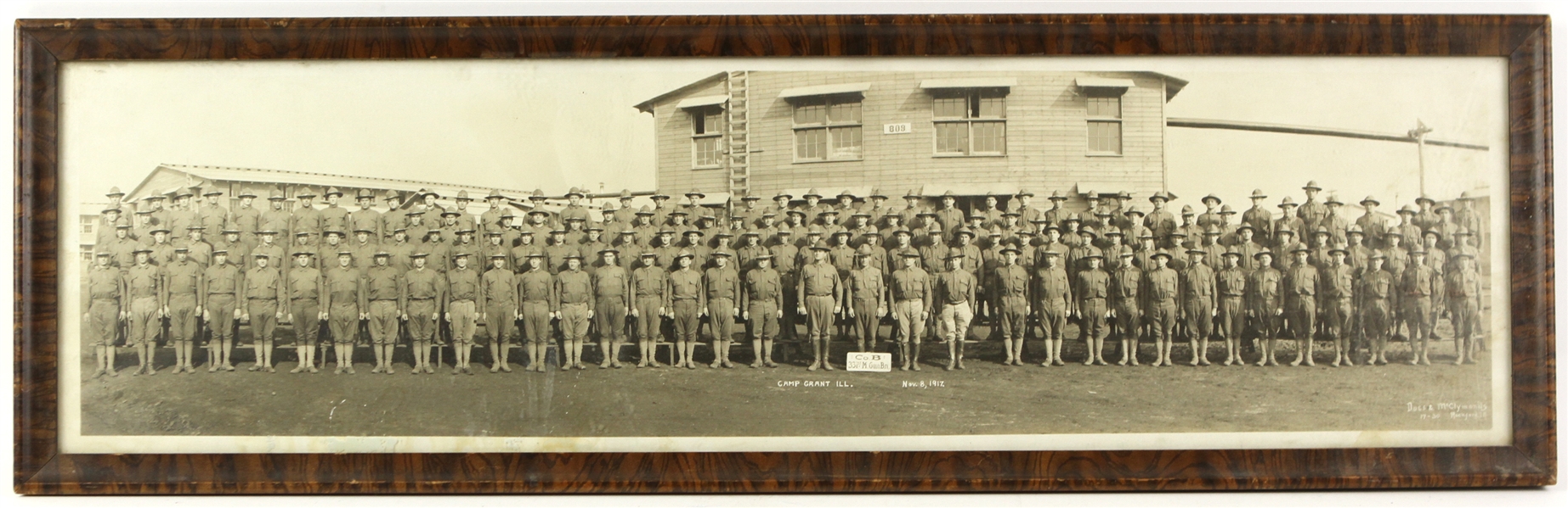 1917 Camp Grant IL Company B 331st Machine Gun Batallion 11.5" x 37" Framed Photo