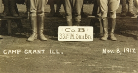 1917 Camp Grant IL Company B 331st Machine Gun Batallion 11.5 x 37 Framed Photo