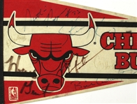 1989-92 Chicago Bulls Multi Signed Full Size 29 Pennant w/ 8 Signatures Including Michael Jordan, Scottie Pippen & More (Full JSA Letter) 