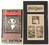 1880's-1970's Boxing Americana Memorabilia Collection - Lot of 3 w/ Frazier vs. Ali Closed Circuit Broadside & More 