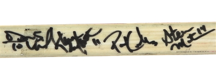 1980's-90's Game Used/Signed Hockey Stick Collection - Lot of 3 w/ Denis Savard, Jerome Dupont & 1997-98 Turner Cup Champion Chicago Wolves (MEARS LOA/JSA)