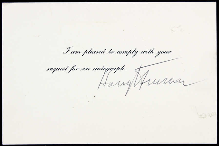 1950s Harry Truman 33rd President of the United States Signed 4" x 6" Card (JSA)