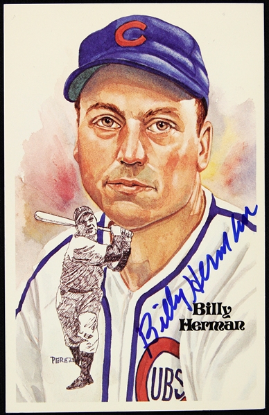 1981 Billy Herman Chicago Cubs Signed 3.5" x 5.5" Perez Steele Postcard (JSA)
