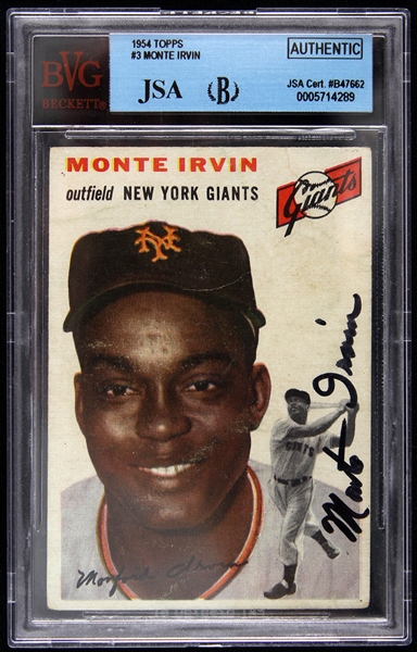 1954 Monte Irvin New York Giants Signed Topps Trading Card (Beckett Slabbed)