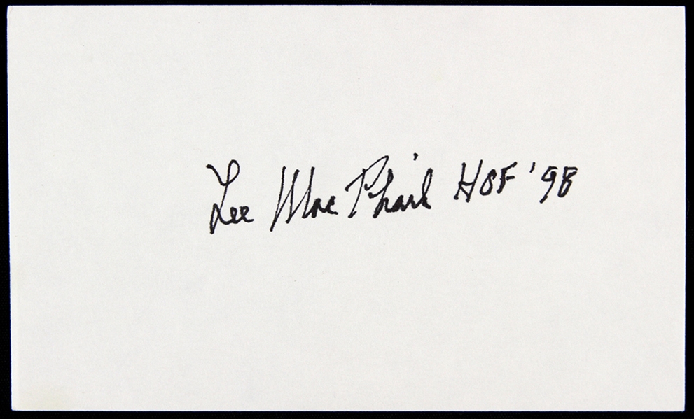 1998 Lee MacPhail Hall of Fame Executive Signed 3" x 5" Index Card (JSA)