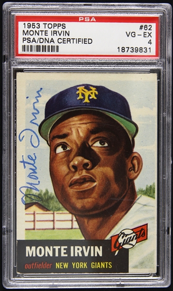 1953 Monte Irvin New York Giants Signed Topps Trading Card (PSA/DNA VG-EX 4)