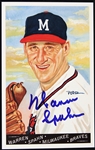 1990 Warren Spahn Milwaukee Braves Signed 3.5" x 5.5" Perez Steele Postcard (JSA)