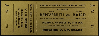 1968 Nino Benvenuti Doyle Baird Akron Rubber Bowl Fight Ticket