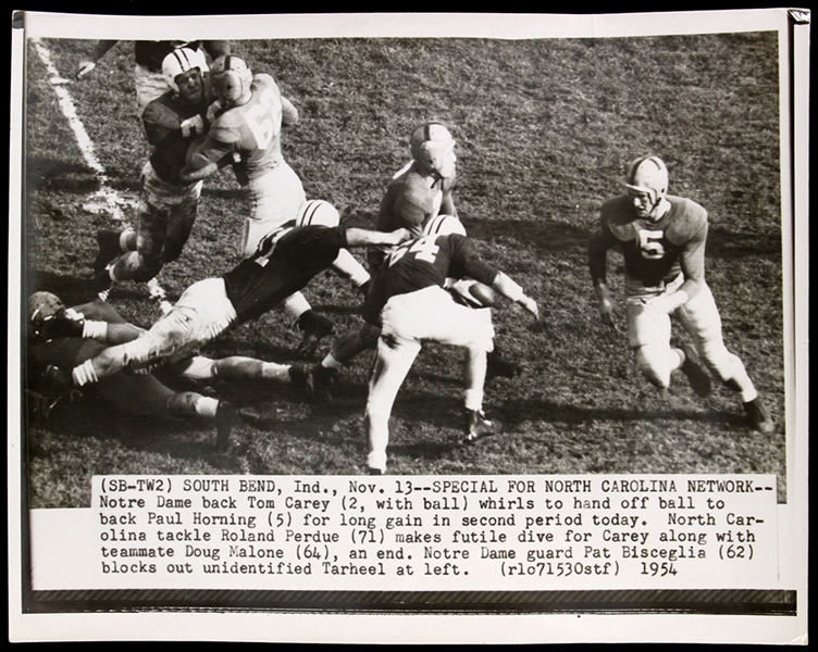 1954 Paul Hornung Notre Dame Fighting Irish 6.5" x 8.5" Laser Photo