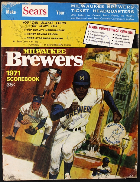 1971 Oakland Athletics Milwaukee Brewers Multi Signed Program w/ 8 Signatures Including Roy McMillan, Dave Duncan & More (JSA)
