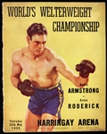 1939 Henry Armstrong Ernie Roderick Harringay Arena World Welterweight Title Bout Program