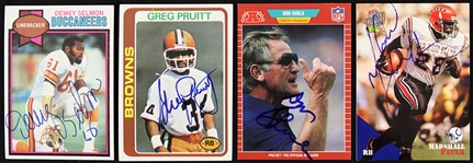 1970s-90s Signed Football Card Collection - Lot of 4 w/ Don Shula, Marshall Faulk & More (JSA)
