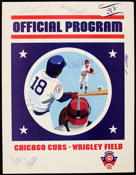 1976 Chicago Cubs Houston Astros Signed Wrigley Field Program w/ 6 Signatures (JSA)
