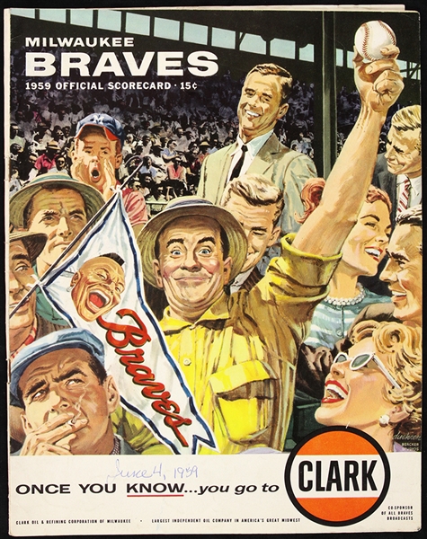 1959 Milwaukee Braves San Francisco Giants Signed County Stadium Program w/ 12 Signatures (JSA)