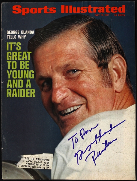 1971 George Blanda Oakland Raiders Signed Sports Illustrated Cover (JSA)